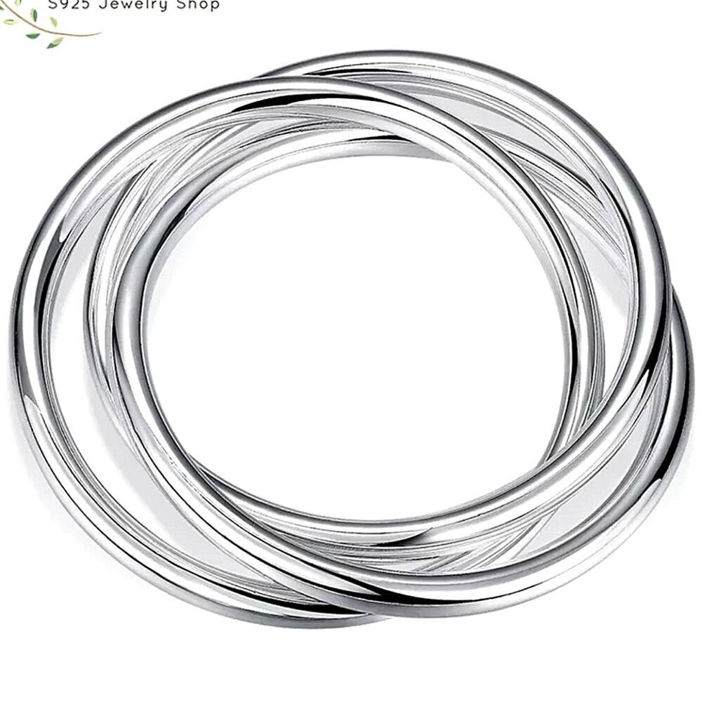 Bangle Bracelets Sterling Silver Three Piece Set - Picture 6 of 9
